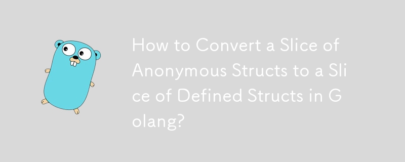 Bagaimana untuk Menukar Sekeping Struktur Tanpa Nama kepada Sekeping Struktur Tertakrif di Golang?