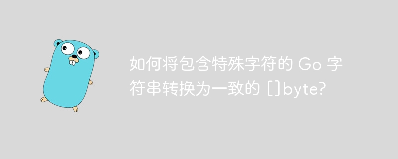 如何将包含特殊字符的 go 字符串转换为一致的 []byte?