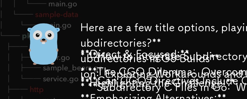 以下是一些标题选项，可以使用问题格式来捕捉文章的不同方面：

直接且专注：

* CGO 指令可以包含子目录中的 C 文件吗？
* 如何整合