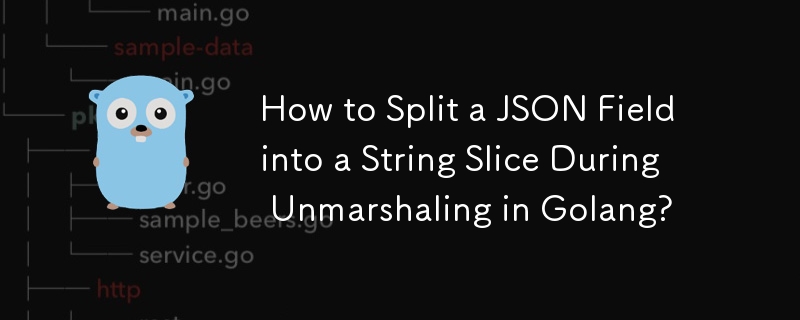 如何在 Golang 解组过程中将 JSON 字段拆分为字符串切片？