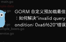 GORM 自定义预加载最佳实践：如何解决“invalid query condition: 0xa6f620”错误？