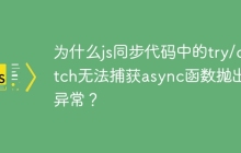 为什么js同步代码中的try/catch无法捕获async函数抛出的异常？