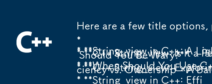 以下是一些標題選項，涉及“問題”方面：

* C 中的 String_view ：輕量級視圖還是潛在的陷阱？ 
* C String_view：是效能提升還是記憶