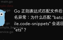 Go 正则表达式匹配文件后缀名异常：为什么匹配 \"batchfile.code-snippets\" 会返回 \"ets\"？