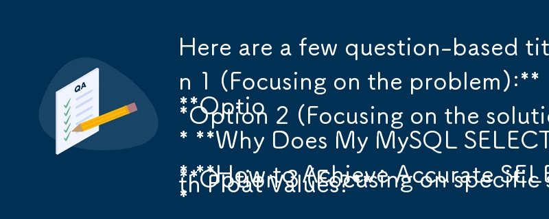 以下に、提供されたテキストに基づいた質問ベースのタイトルをいくつか示します。それぞれが問題のさまざまな側面に焦点を当てています。

オプション 1 (問題に焦点を当てる):

* MySQL SELECT クエリが応答を返さないのはなぜですか