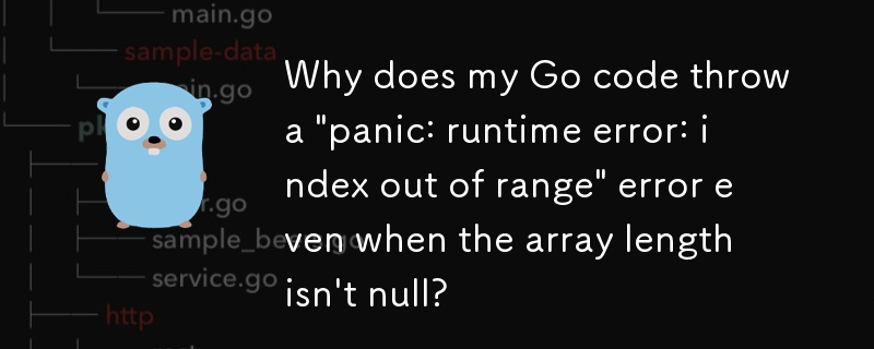 为什么即使数组长度不为空，我的 Go 代码也会抛出“恐慌：运行时错误：索引超出范围”错误？