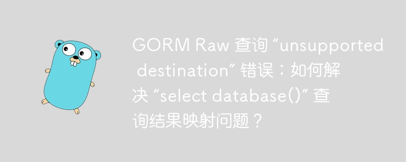 GORM Raw 查询 “unsupported destination” 错误：如何解决 “select database()” 查询结果映射问题？-小浪资源网