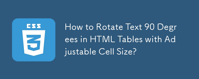 Wie drehe ich Text in HTML-Tabellen mit einstellbarer Zellengröße um 90 Grad?
