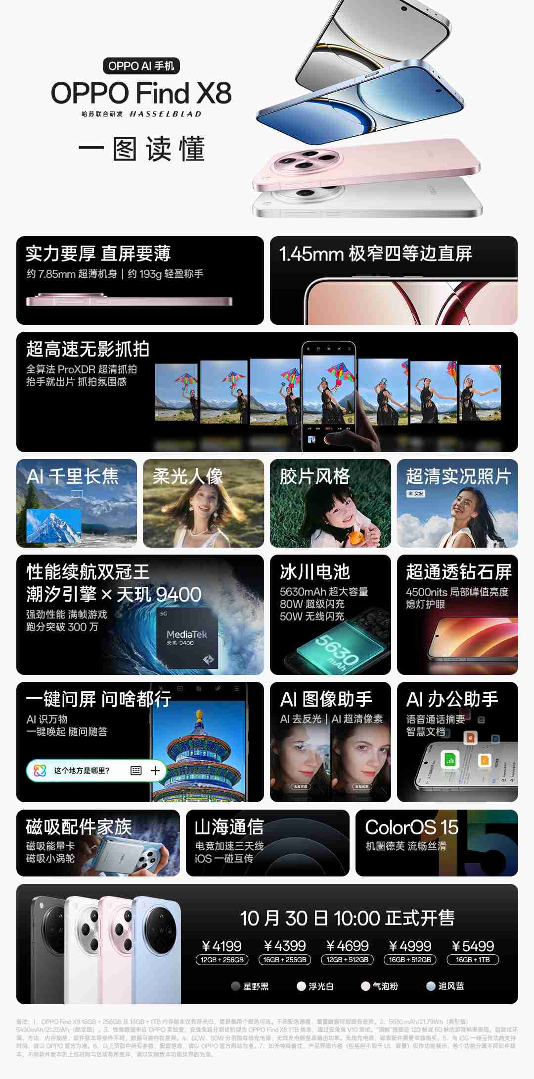 OPPO Find X8 / Pro 手机今日首销：天玑 9400，售价 4199 元起