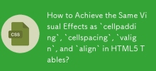 如何實現與 HTML5 表格中的 cellpadding、cellspacing、valign、align 相同的視覺效果？