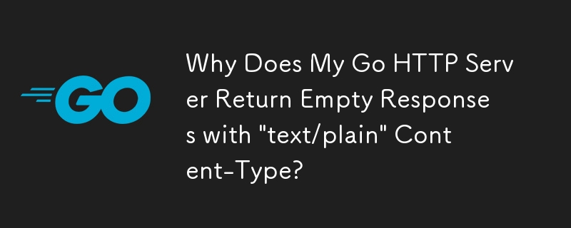 Go HTTP サーバーがコンテンツ タイプ「text/plain」の空の応答を返すのはなぜですか?