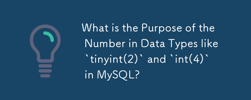 Welchen Zweck hat die Zahl in Datentypen wie „tinyint(2)“ und „int(4)“ in MySQL?