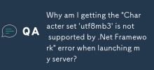 为什么我在启动服务器时收到'.Net Framework 不支持字符集'utf8mb3”错误？ 
。
