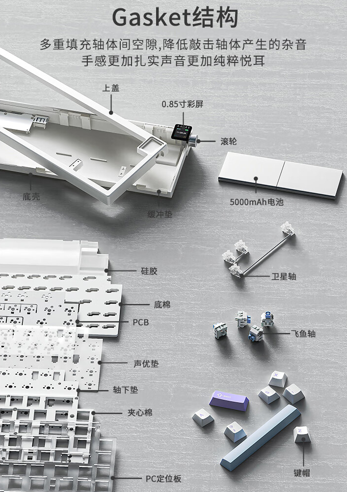 黑爵 AK650 机械键盘开售：0.85 寸屏、三模连接，首发 229 元起