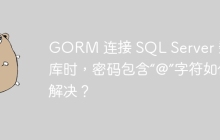 GORM 连接 SQL Server 数据库时，密码包含“@”字符如何解决？