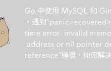 Go 中使用 MySQL 和 Gin 时，遇到“panic recovered:runtime error: invalid memory address or nil pointer dereference”错误，如何解决？