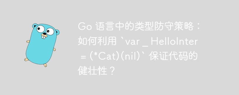 go 语言中的类型防守策略：如何利用 `var _ hellointer = (*cat)(nil)` 保证代码的健壮性？