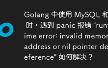 Golang 中使用 MySQL 和 Gin 时，遇到 panic 报错 \"runtime error: invalid memory address or nil pointer dereference\" 如何解决？