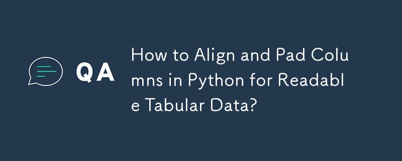 Bagaimana untuk Menjajarkan dan Pad Lajur dalam Python untuk Data Jadual Boleh Dibaca?
