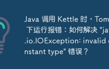 Java 调用 Kettle 时，Tomcat 下运行报错：如何解决 \"java.io.IOException: invalid constant type\" 错误？