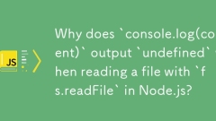 Why does `console.log(content)` output `undefined` when reading a file with `fs.readFile` in Node.js?
