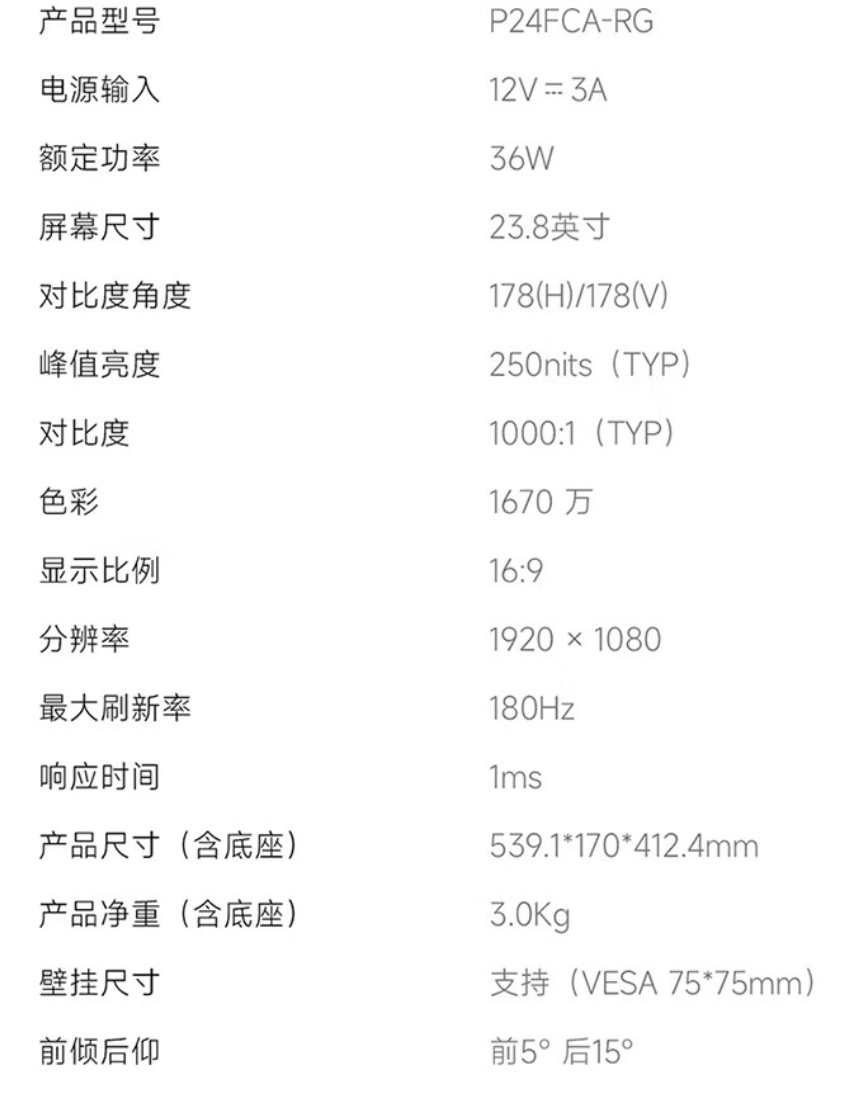 小米推出新款 Redmi G24 IPS 显示器：1080P 180Hz，529 元