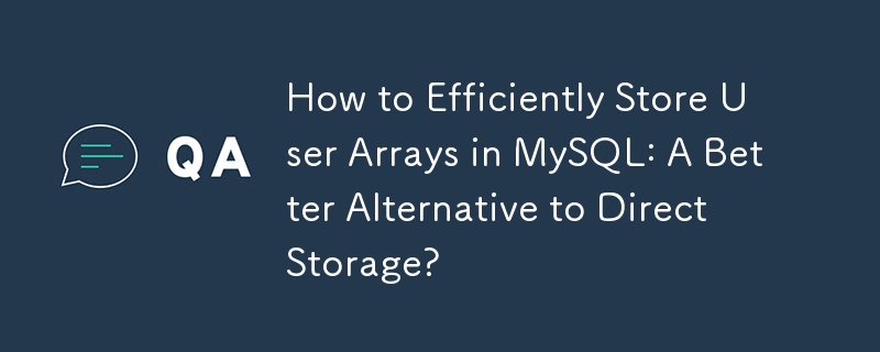 Comment stocker efficacement les tableaux utilisateur dans MySQL : une meilleure alternative au stockage direct ?