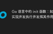 Go 语言中的 init 函数：如何实现并发执行并发挥其作用？