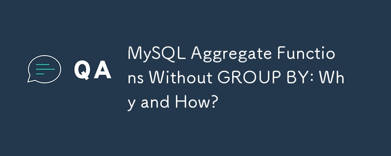 MySQL Aggregate Functions Without GROUP BY: Why and How?