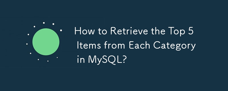 How to Retrieve the Top 5 Items from Each Category in MySQL?