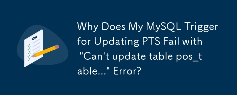 Why Does My MySQL Trigger for Updating PTS Fail with 