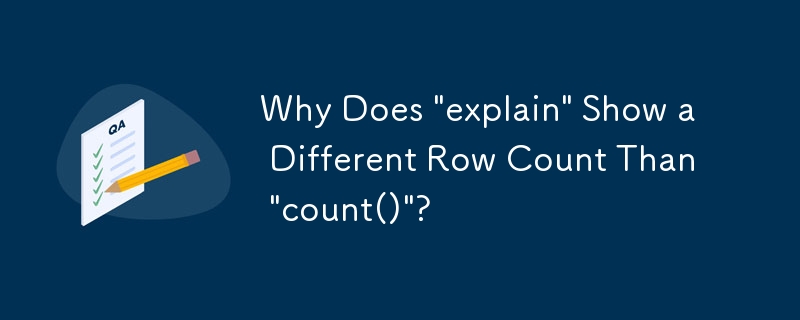 「explain」では「count()」とは異なる行数が表示されるのはなぜですか?