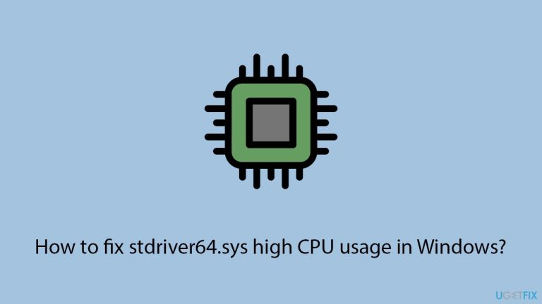 Windows에서 stdriver64.sys의 높은 CPU 사용량을 수정하는 방법은 무엇입니까?