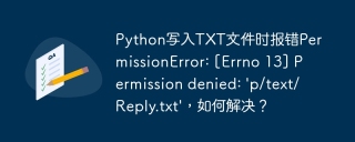 Python写入TXT文件时报错PermissionError: [Errno 13] Permission denied: 'p/text/Reply.txt'，如何解决？