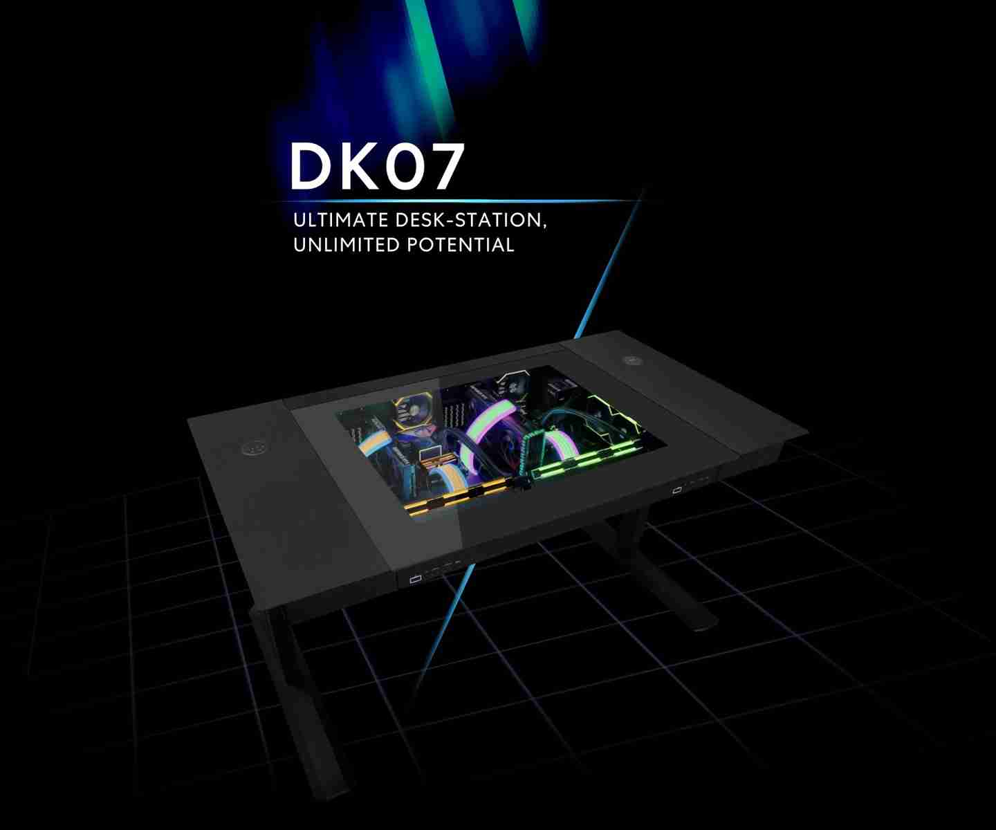 联力 DK07X 电动升降电脑桌提前上线官网:支持双 E-ATX 系统,配无线充电位