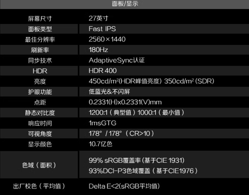2K 180Hz+Fast IPS:AOC 宙斯盾 Q27G4 电竞显示器 1043 元新低