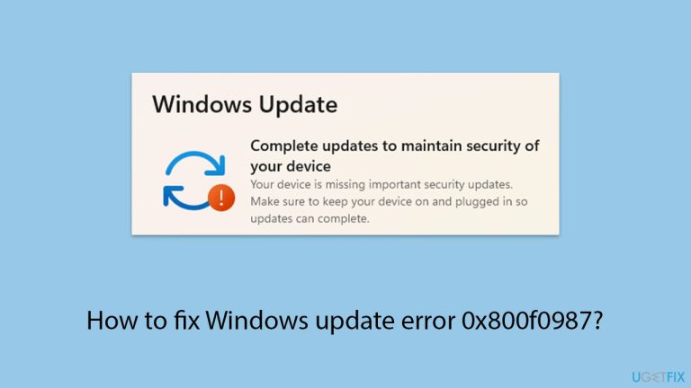 Windows 업데이트 오류 0x800f0987을 수정하는 방법은 무엇입니까?