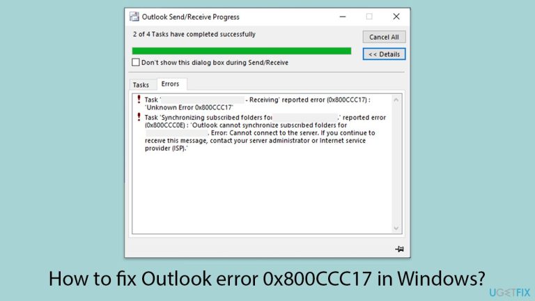 Bagaimana untuk membetulkan ralat Outlook 0x800CCC17 dalam Windows?