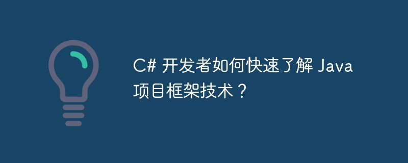 C# 开发者如何快速了解 Java 项目框架技术?