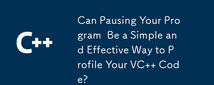 Kann das Pausieren Ihres Programms eine einfache und effektive Möglichkeit sein, ein Profil für Ihren VC-Code zu erstellen?
