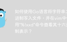 如何使用Go语言将字符串二进制写入文件，并在vim中使用"%!xxd"命令查看其十六进制表示？