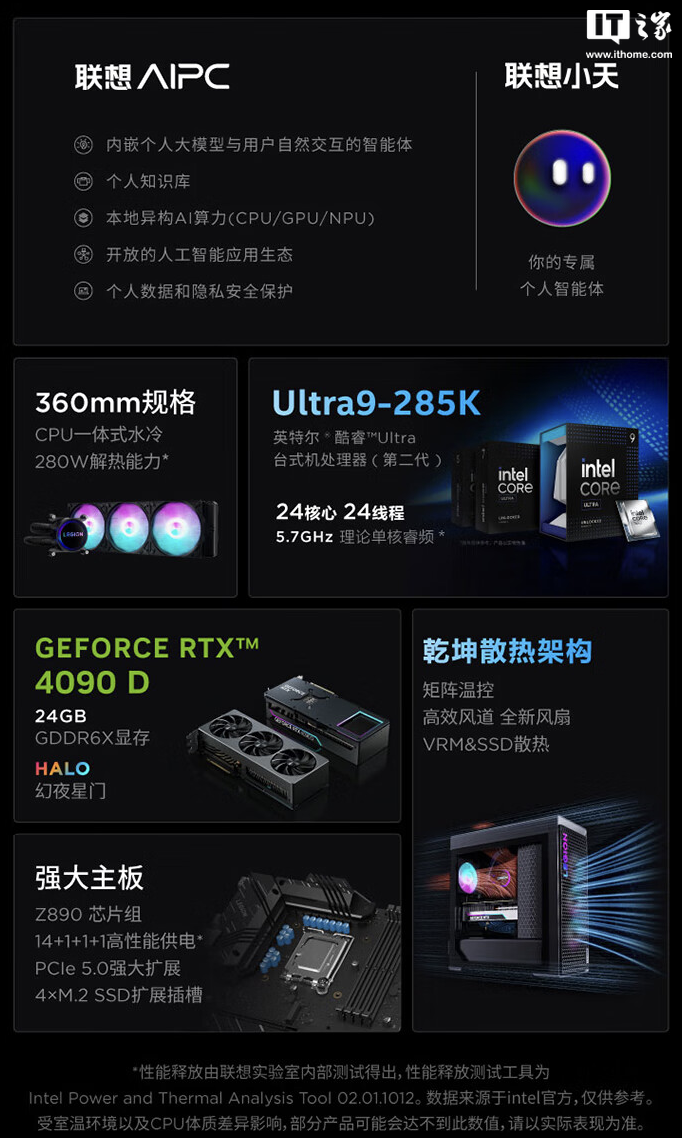 联想拯救者刃 9000K 台式机“Ultra 9 285K + 64G + 2T + RTX 4090D”配置开售,32499 元