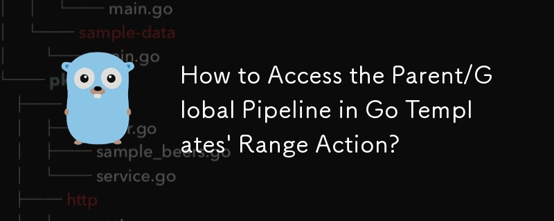 Wie greife ich in der Bereichsaktion von Go-Vorlagen auf die übergeordnete/globale Pipeline zu?