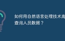 如何用自然語言處理技術(shù)高效查詢?nèi)藛T數(shù)據(jù)？