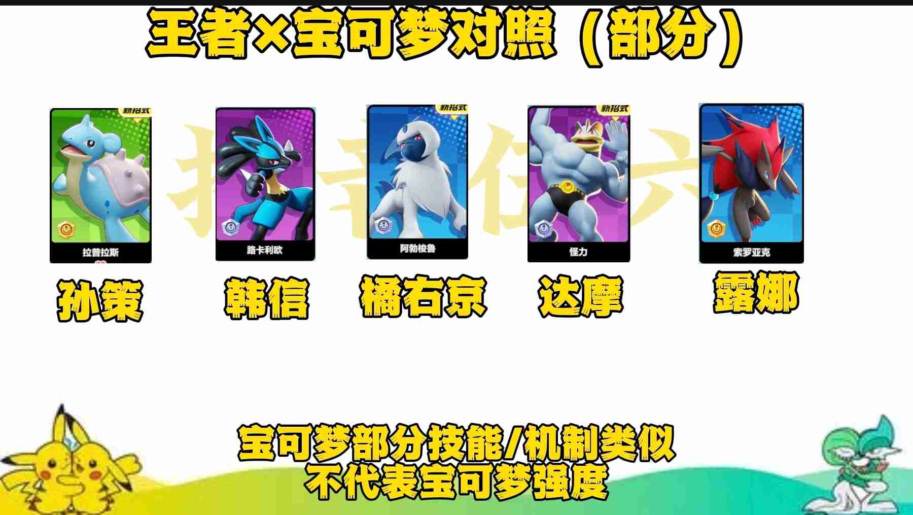 《宝可梦大集结》与王者里相似的英雄分享