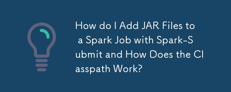 如何使用 Spark-Submit 將 JAR 檔案新增至 Spark 作業以及類別路徑如何運作？