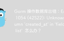 Gorm 操作数据库出错：Error 1054 (42S22): Unknown column 'created_at' in 'field list'  怎么办？