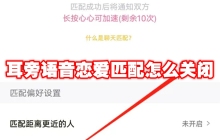 耳旁语音恋爱匹配怎么关闭