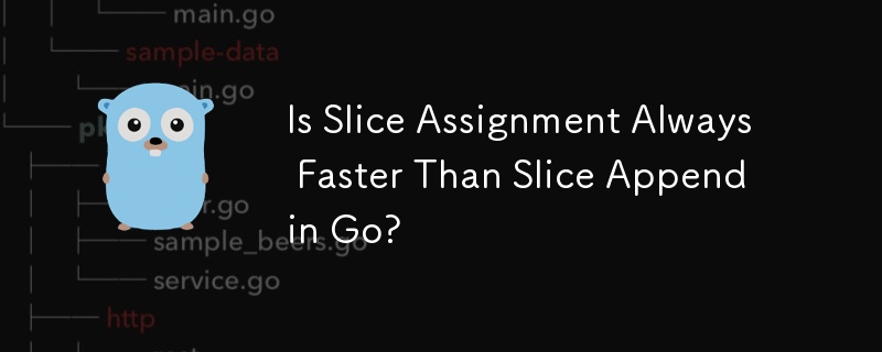 Go ではスライスの割り当てはスライスの追加よりも常に高速ですか?
