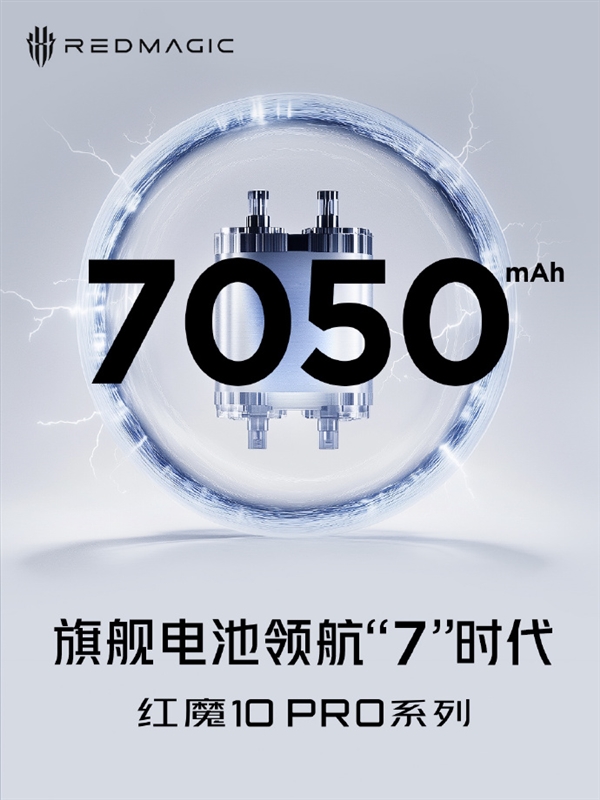 电池最大的骁龙8至尊旗舰!红魔10 PRO首发7050mAh牛魔王电池  创国产手机之最